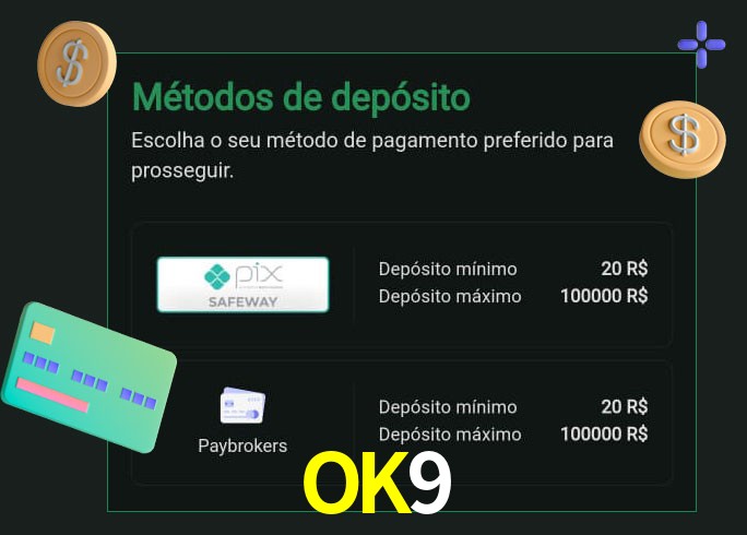 O cassino OK9bet oferece uma grande variedade de métodos de pagamento